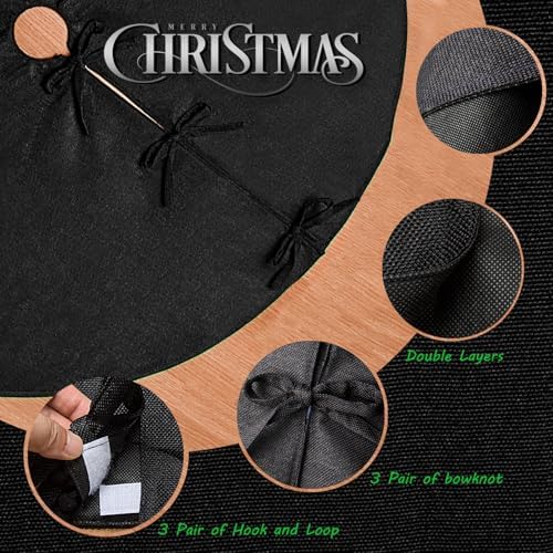 Black Christmas Tree Skirt 30 inches Small Tree Skirt for Christmas Decor - Image 3