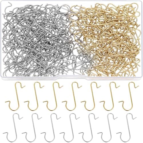 250 PCS Christmas Ornament Hooks, Ornament Hangers Hooks, Metal Wire Ornaments Hook with Storage Box for Christmas Tree Party Balls Decoration (Gold and Silver) by Unknown