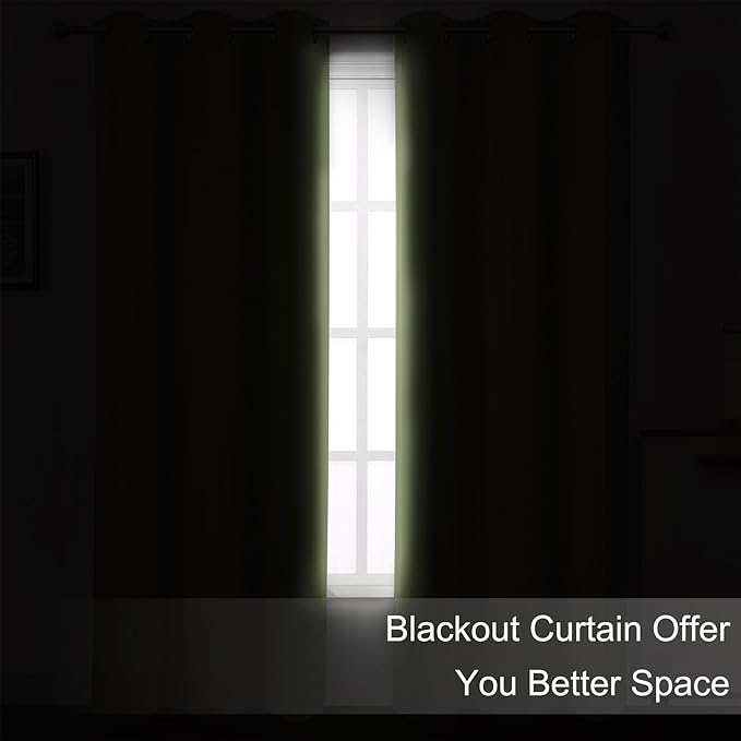 LEMOMO Blackout Curtains 66 x 84 inch/Sage Green Curtains Set of 2 Panels/Thermal Insulated Room Darkening Bedroom Curtains