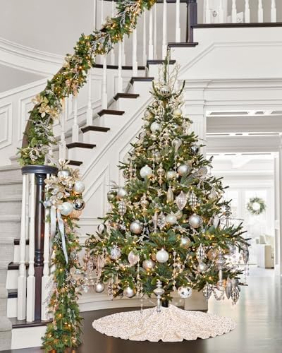 Champagne Gold Christmas Tree Skirt 24 Inches Small Tree Skirt Velvet Sequin Tree Skirt for Christmas Tree Mat Decorations - Image 5