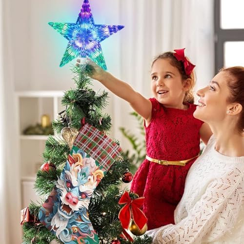 Christmas Tree Topper USB Powered 9.5inch LED 20 Light Modes Color Changing Multicolour with Versatile Remote Controller Christmas Star Tree Topper for Xmas Holiday Ornament or Home Decor - Image 3