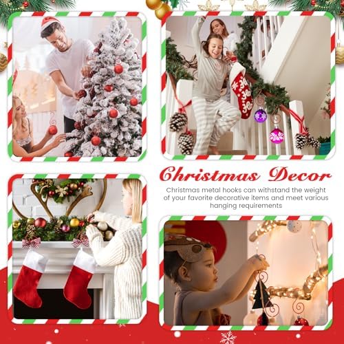 Teenyyou 200 Pcs Christmas Ornament Hooks Metal Hook,Red - Image 6