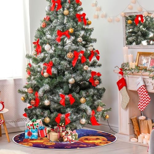 Halloween Ghosts Pumpkins Christmas Tree Skirt Small Xmas Tree Skirts Decorations 36 in Burlap Tree Mat Cover for 4 ft Trees Holiday Party - Image 6