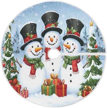 Christmas Trees Snowman Christmas Tree Skirt Large Xmas Tree Skirts Decorations 48 in Burlap Tree Mat Cover for 4 ft Trees Holiday Party by BOENLE-WELCOMEYOURCOMING
