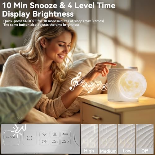 Sunrise Alarm Clocks for Heavy Sleepers Moon Lamp for bedrooms - Image 5