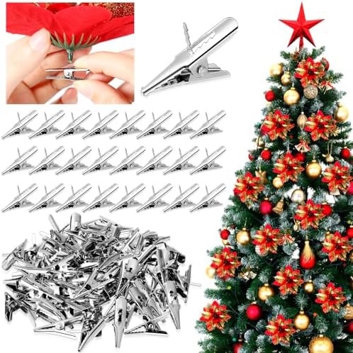 Zeyune 100 Pcs Metal Clips Christmas Ornament 1.18 Inch Alligator Clamps by Zeyune