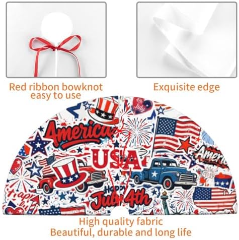 Patriotic Tree Skirt 30" 4th of July Tree Topper Christmas Tree Skirts - Image 7