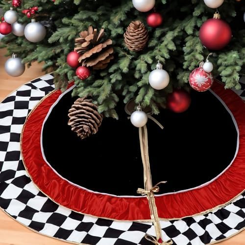 Soulchen Black and White Racing Checkerboard Chistmas Tree Skirt 52 Inch by Soulchen