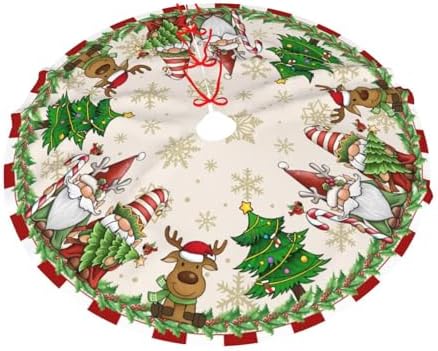 Santa Claus Gnome Christmas Tree Skirt 48" for Xmas Halloween New Year Holiday Party Home Tree Mat Decor Ornaments Decoration - Image 7