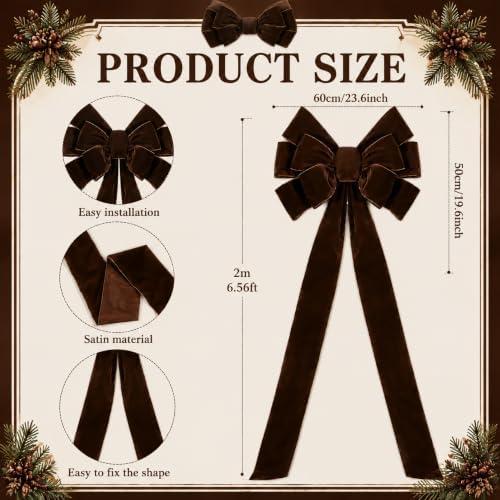 Norme 1 Pcs Brown Extra Large Christmas Tree Topper Bow Decor - Image 2
