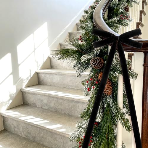 10 Pcs Black Velvet Bows 22"x8" Pre-Tied Christmas Ornaments - Image 5