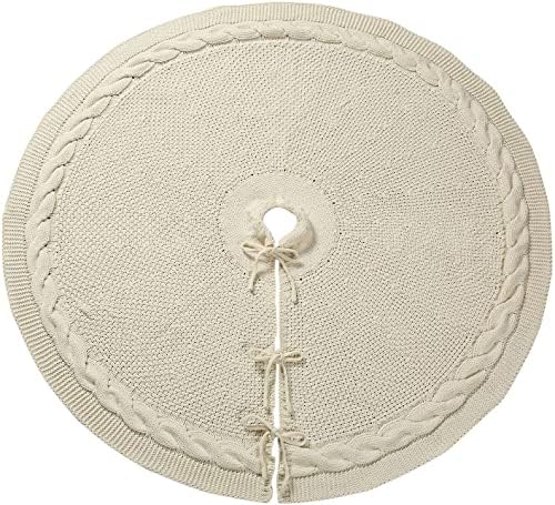 Sattiyrch Knit Christmas Tree Skirt,Luxury Cable Knitted Thick Rustic Xmas Tree Decoration (Cream, 36") - Image 2
