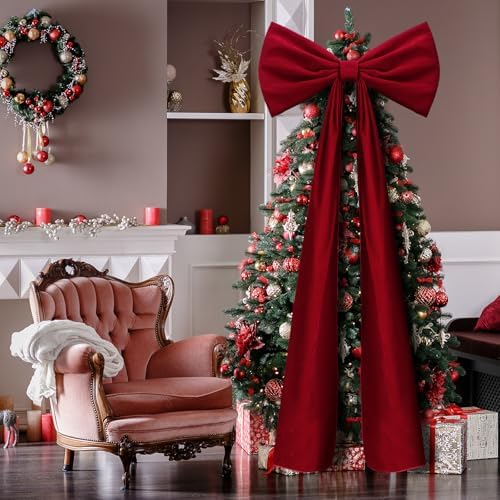Knitgrip 1 Pack 20x71 in Christmas Large Velvet Bows, Deep Red - Image 3
