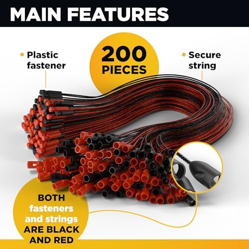 Christmas Ornament Hooks Black and Red - 200 pcs Durable Ornament Hangers - Pre-Cut Ornament String with Snap for Christmas Tree - Image 6