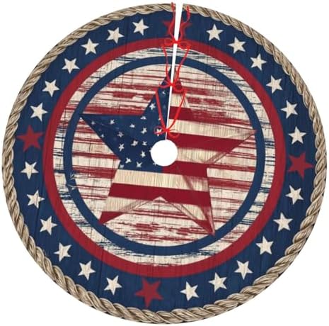 American Flag 4th of July Traditional Christmas Tree Skirt Holiday Party Xmas Tree Skirt Mat Christmas Ornaments Decoration 36 Inch by Yealedee