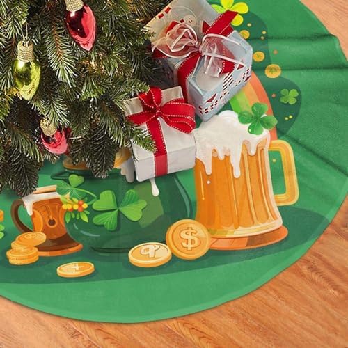 Rainbow St Patricks Day Tree Skirts Xmas Ornaments, Green Tree Skirt for Christmas Party Holiday All Occasions 36" - Image 3
