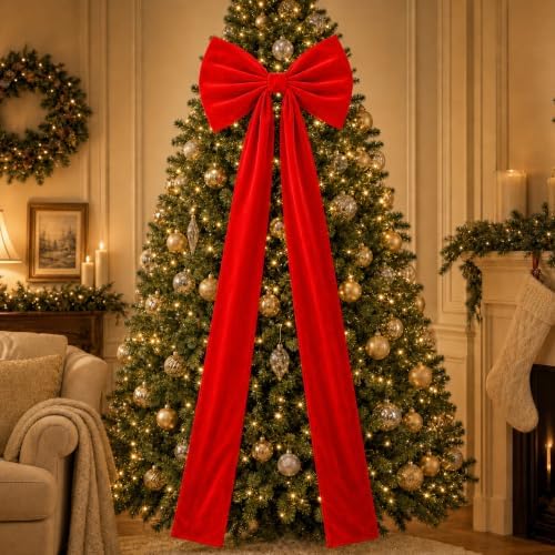 Knitgrip 1 Pack 20x71 in Christmas Large Velvet Bows, Red by Knitgrip