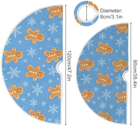 Snowflake Gingerbread Cookie Man Christmas Tree Skirt Small Xmas Tree Skirts Decorations 36 in Burlap Tree Mat Cover for 4 ft Trees Holiday Party - Image 4