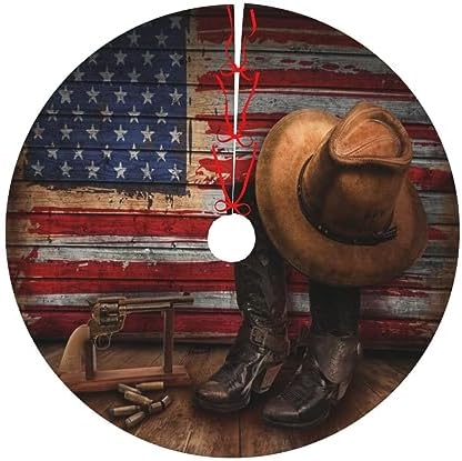 American Western Cowboy Tree Skirt Christmas Tree Ornaments Tree Skirt for Christmas Decoration 36" - Image 5
