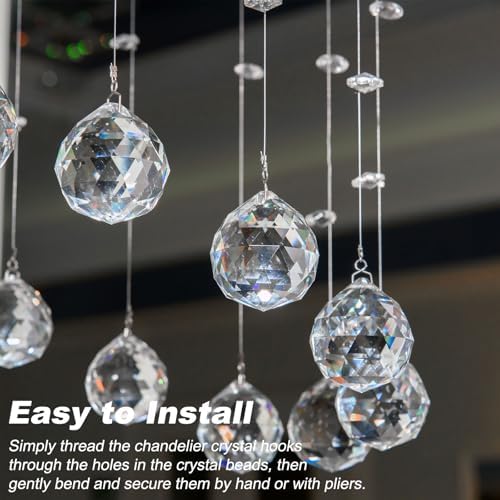 M METERXITY 50 Pack Hook Chandelier Crystal Hooks, 1.18 x 0.35 Inch Connector Clips Pins for Fasten Connecting Crystal DIY, Suncatcher, Chandelier, Ceiling Light Parts [304 Stainless Steel] - Image 5