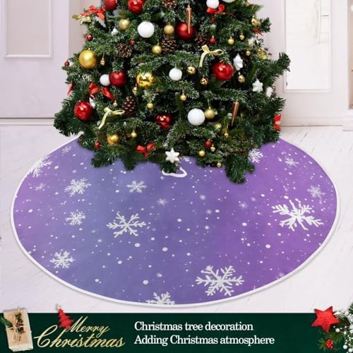 Snowflakes Purple Christmas Tree Skirt Small Xmas Tree Skirts Decorations 36 in Burlap Tree Mat Cover for 4 ft Trees Holiday Party - Image 2