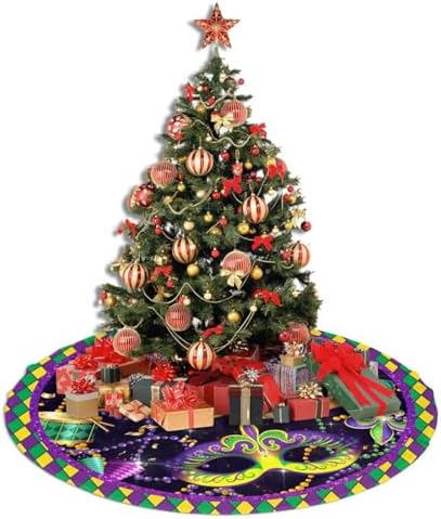 Mardi Gras Christmas Tree Skirt 48" for Xmas Halloween New Year Holiday Party Home Tree Mat Decor Ornaments Decoration - Image 5