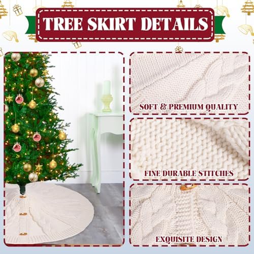 48 Inches White Knitted Christmas Tree Skirt - Image 4