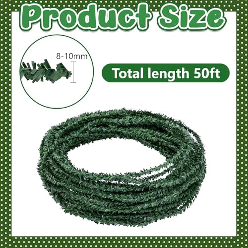 50' Christmas Artificial Pine Wire Garlands, Flexible Greenery Roping Ties - Image 2