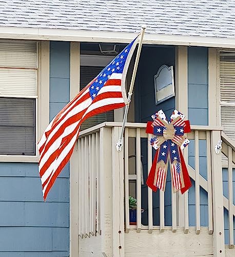 Large Patriotic Wreath Bows Labor Day Decor Bows for Wreath American Flag Blue Stars Burlap Patriotic Bows for Front Door Veterans Day Indoor Outdoor Wall Tree Topper Party Decoration Supplies - Image 5