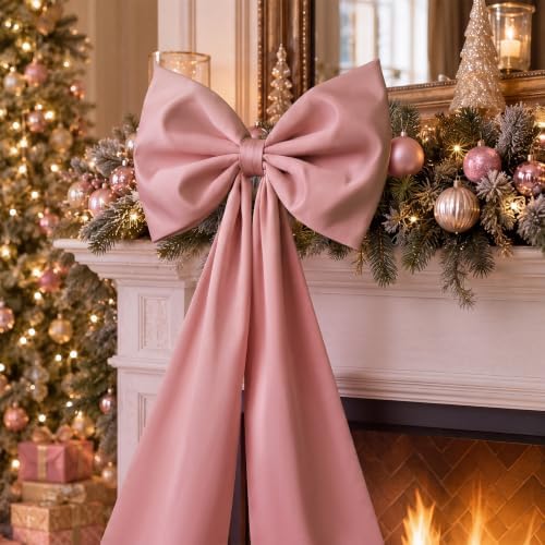 Daifunli 20 x 47 in Giant Satin Bow Christmas Tree Topper,Dusty Pink - Image 5