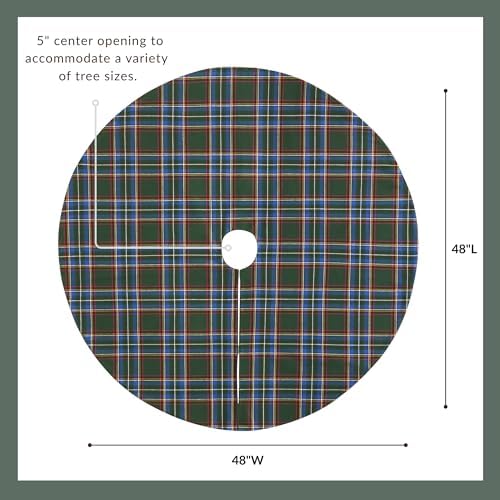 Threadmade Stowe Tartan Plaid Tree Skirt, Green - 48" W x 48" L - Image 3