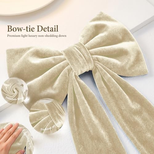 Big Tree Bows, Christmas Decorations, Big Velvet Christmas Tree Topper Bow, 52 x16 Inch, Giant Christmas Bow Decorations for Home, Wedding, Birthday, Wreath, Door, Wall Decor (Champagne) - Image 3
