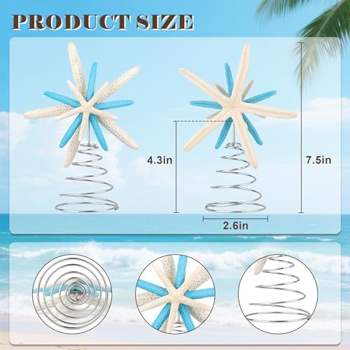 Blue Natural Starfish Tree Topper – Nautical Coastal Blue for Beach Xmas - Image 3