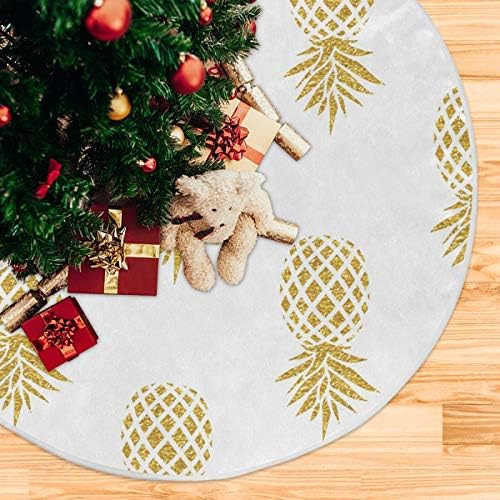 Blueangle Christmas Tree Skirt 35.4 Inch Gold Pineapple Tree Skirt for Xmas Decor Festive Holiday Decoration - Image 5