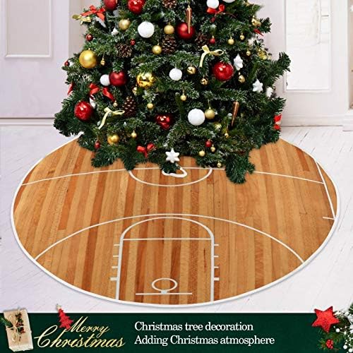 Blueangle 47.2Inch Basketball Court Christmas Tree Skirt Large Round Tree Skirt Polyester Christmas Tree Skirt Christmas Decorations - Image 6