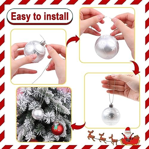 CCINEE 200 Pcs 7.9" Inch Christmas Ornaments String Hanger,Precut Ribbon Hook Metallic Sliver Ornament String with Snap Fastener for Christmas Holiday Ornaments Hanging Decoration - Image 3