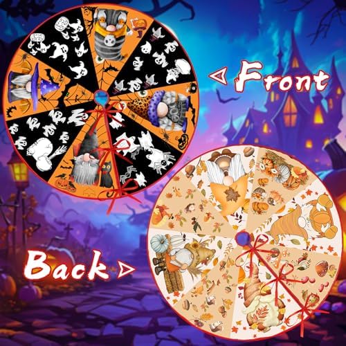 Fall Halloween Tree Skirt 36 Inch Reversible Thanksgiving Day Double Sided Print Mat Christmas Party Supplies for Home Tabletop Trees Holiday Decoration - Image 3