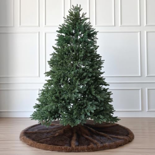 Huntsman High-Pile Faux Fur Christmas Tree Skirt with Hidden Slide Clasp Closure and Durable Microfiber Backing (Grizzly Brown, 72-Inch) - Image 2