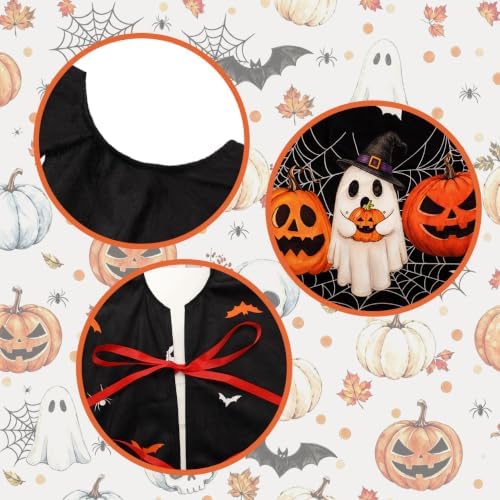 48 Inch Halloween Tree Skirt Mat Short Plush Pumpkin Spider Web Tree Skirts for Indoor Outdoor Halloween Tree Decoration - Image 5