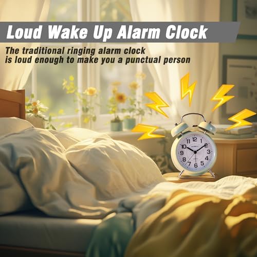 AYRELY?? Super Loud Twin Bell Alarm Clock for Heavy Sleepers,4.5 Inch - Image 2
