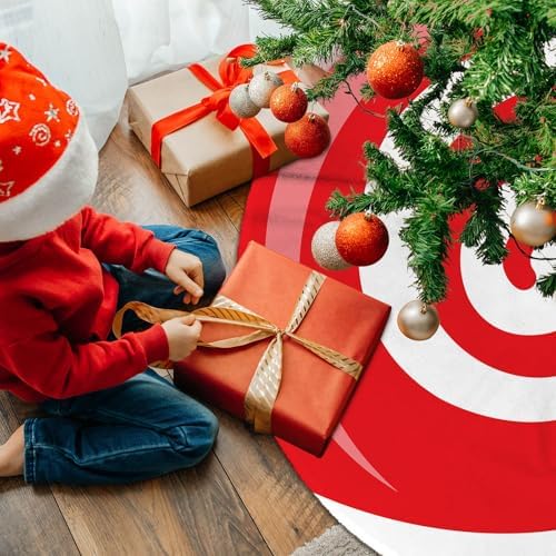 Christmas Tree Skirt 48 Inch Candy Cane Xmas Tree Skirts Red and White Swirl Sweet Lollipop Tree Mat Ornaments for Home Holiday Party - Image 4
