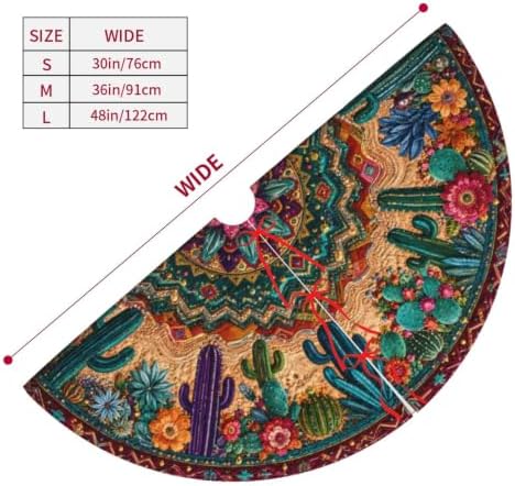 Desert Cactus Christmas Tree Skirt Tree Mat for Xmas Holiday Party Decorations Indoor Outdoor 36 Inch - Image 5