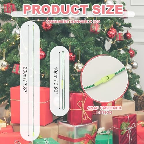 PATIKIL Christmas Ornament Hooks, 100 Pcs LED String Light Hanging Cable Holiday Decor Gift Tag Hanger with Snap Lock for Valentine's Halloween, Green - Image 2