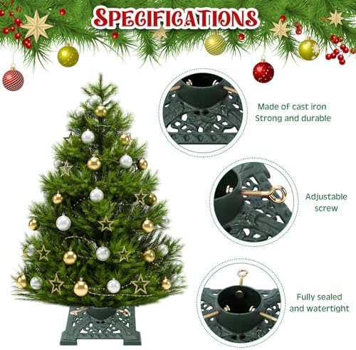 Huwena Christmas Tree Stands, Green, 11.42''x11.42''x3.74'', Elegant - Image 3