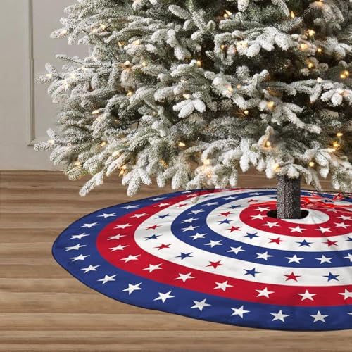 4th of July Decoratios for Tree Skirt Gnome Stars Patriotic America Memorial Day 36in Holiday Tree Skirt Decor for Party Indoor Home - Image 4