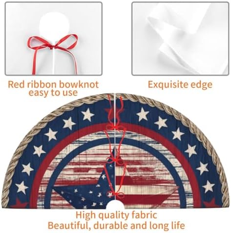 American Flag 4th of July Traditional Christmas Tree Skirt Holiday Party Xmas Tree Skirt Mat Christmas Ornaments Decoration 36 Inch - Image 3