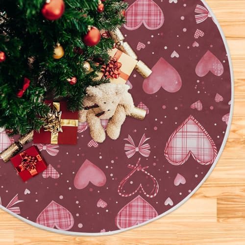 Valentine's Day Tree Skirt 36" Sweet Candy Hearts Pink Christmas Tree Skirts Mother's Day Xmas Mat for Holiday Festival Party Wedding Decor - Image 5