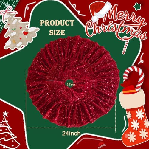 Red Tree Skirt Small 24 Inch Ruffled Christmas Tree Skirt Mini - Image 2