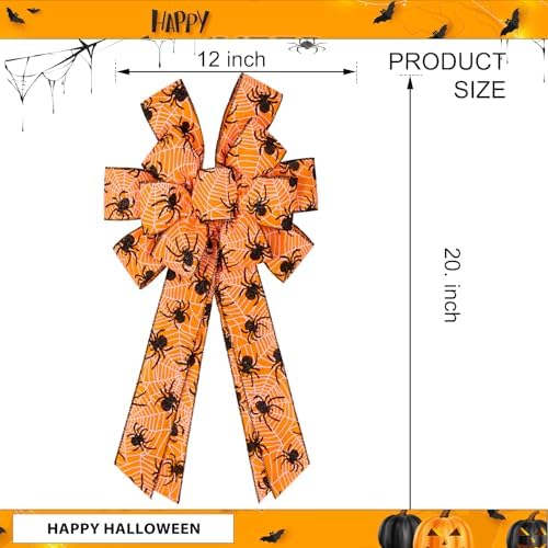 2PCS Halloween Bows for Wreath Large Halloween Bow with Spider Web Pattern - Image 2