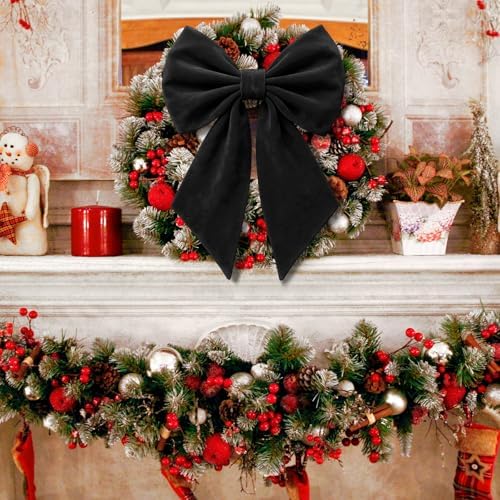 Janinka Black Christmas Tree Topper Bow 22" Big,Velvet - Image 5